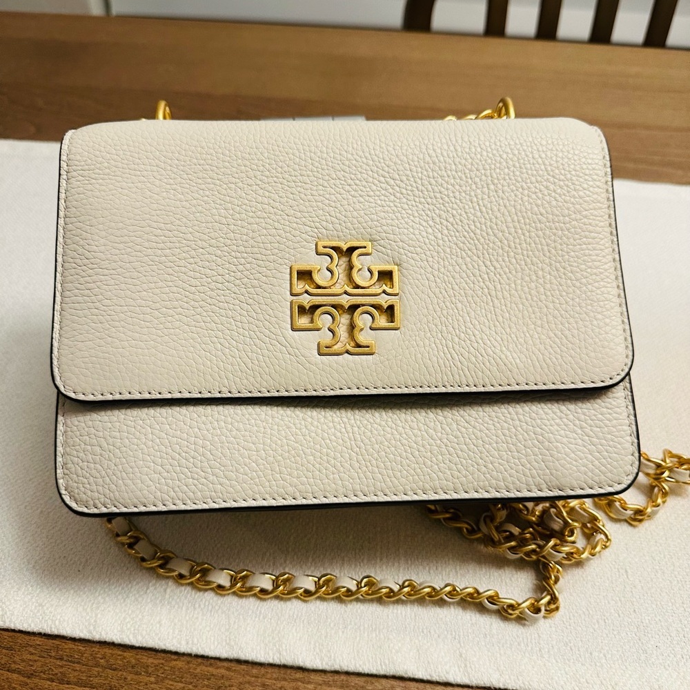 Tory Burch Ivory Crossbody Bag with Gold Chain